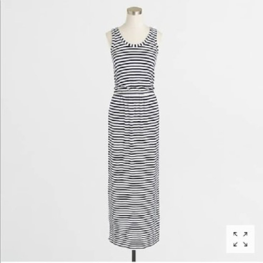 J. CREW Navy Striped Racerback Blouson Maxi Dress
